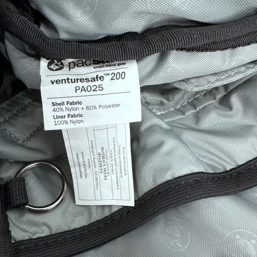 Pacsafe Venturesafe 200 PA025 Anti-Theft Crossbody‎ Gray Black Travel Shoulder